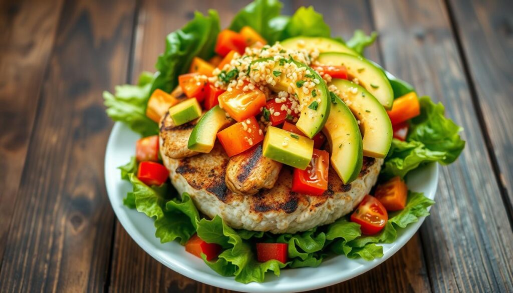 Burger Bowl with Lean Protein and Vegetable Toppings