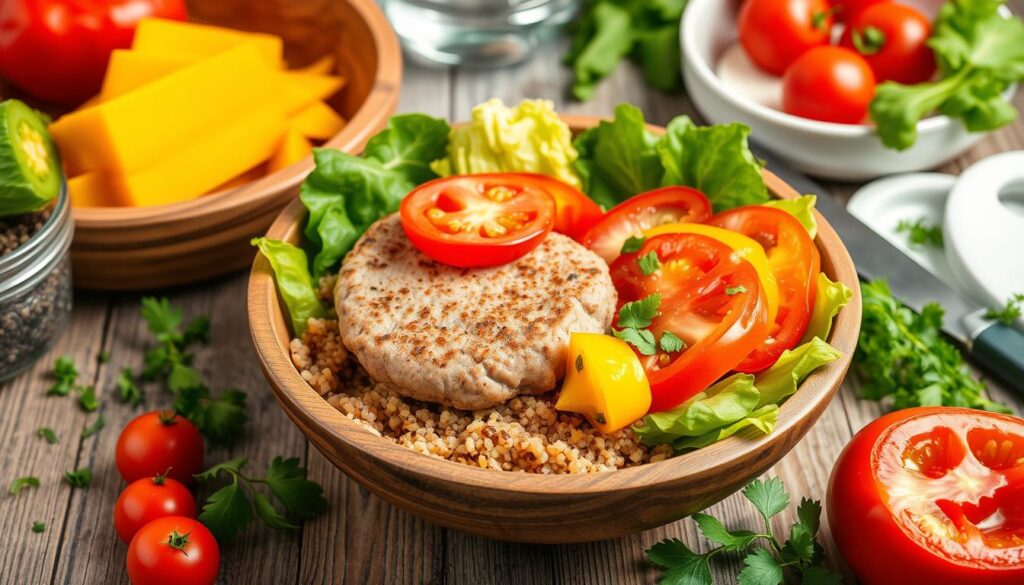 Homemade Burger Bowl Preparation