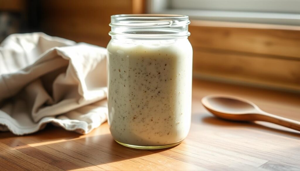 Sourdough starter discard in a jar