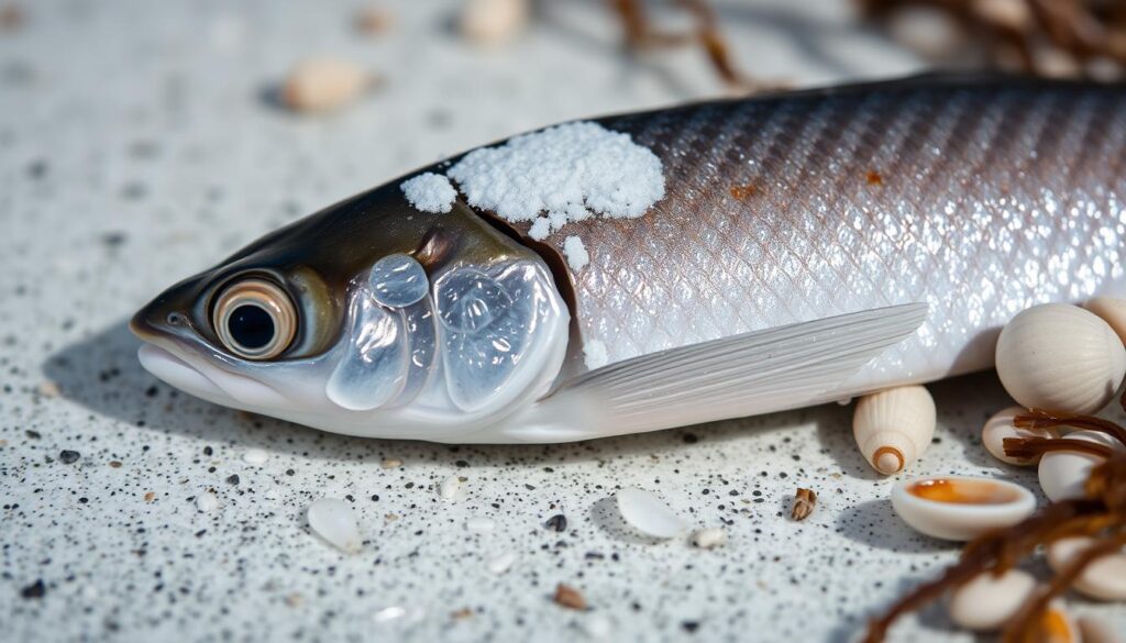 White residue on whiting fish causes