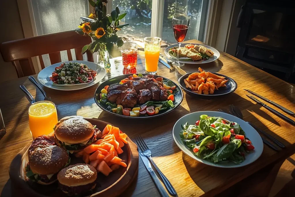 A family enjoying TopsMarkets-inspired dinner together.