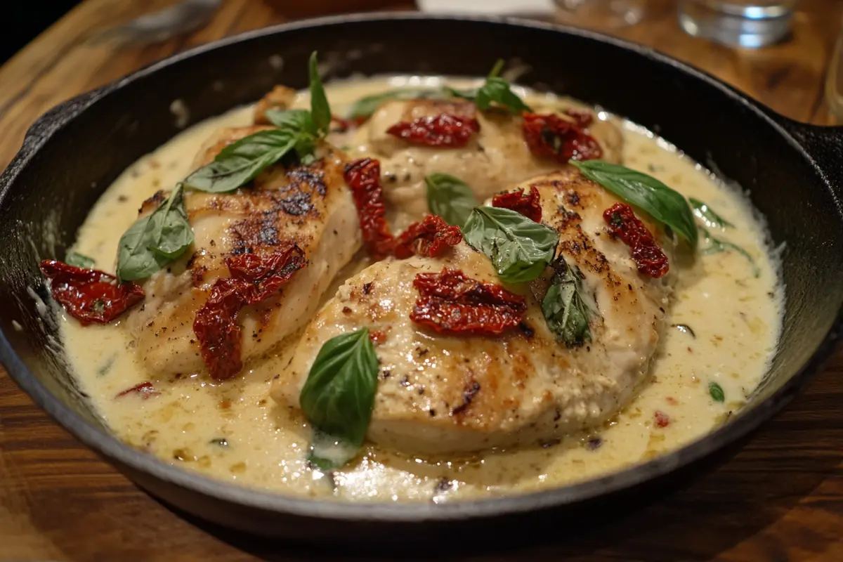 Creamy Marry Me Chicken Dish with Sun-Dried Tomatoes and Basil