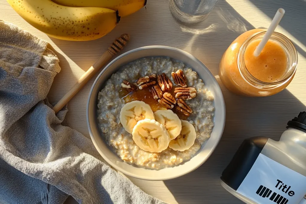 Healthy breakfast spread with Greek yogurt, toast, eggs, and juice for a teen athlete.