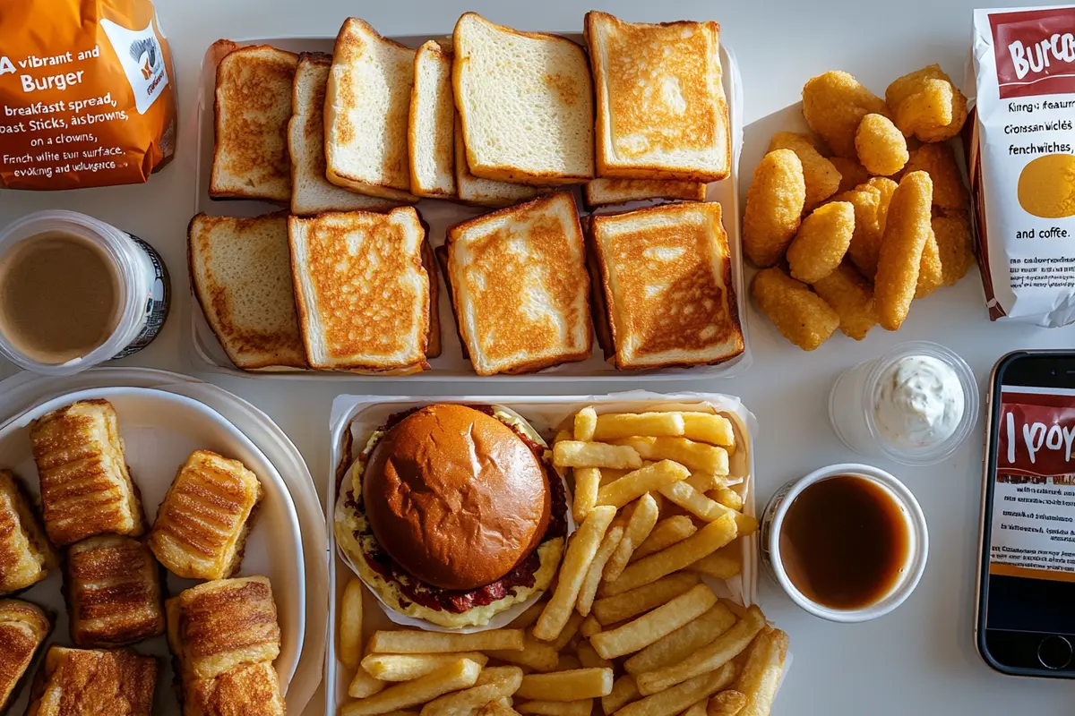 BK breakfast menu featuring Croissan’wiches, hash browns, and coffee