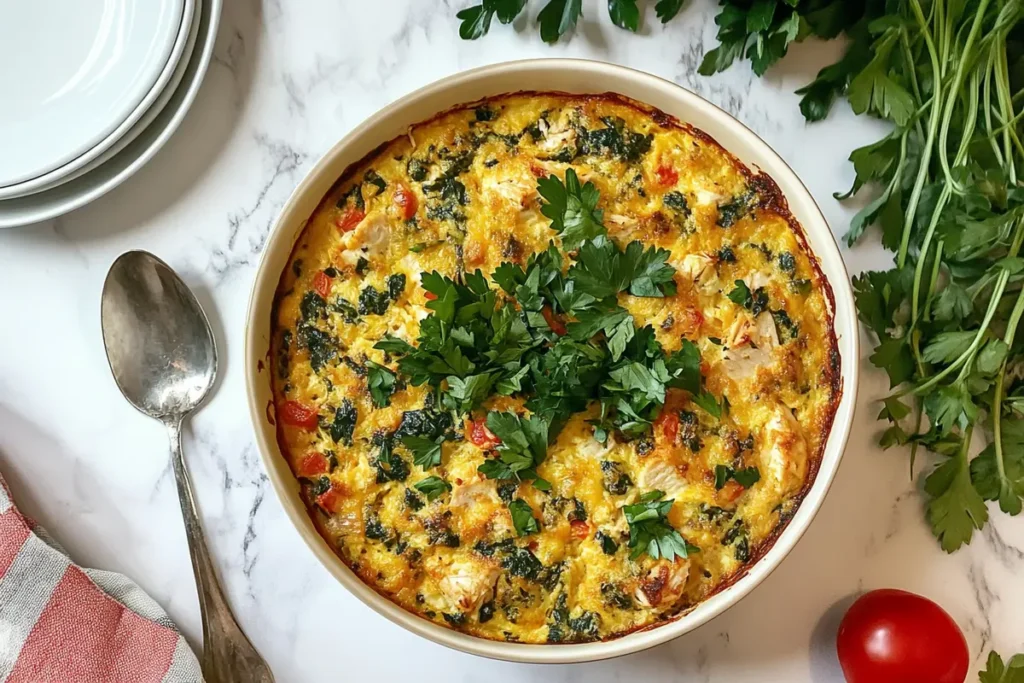 Chicken and spinach breakfast casserole