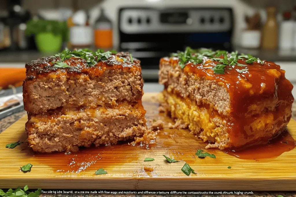 Comparison of meatloafs with and without eggs.